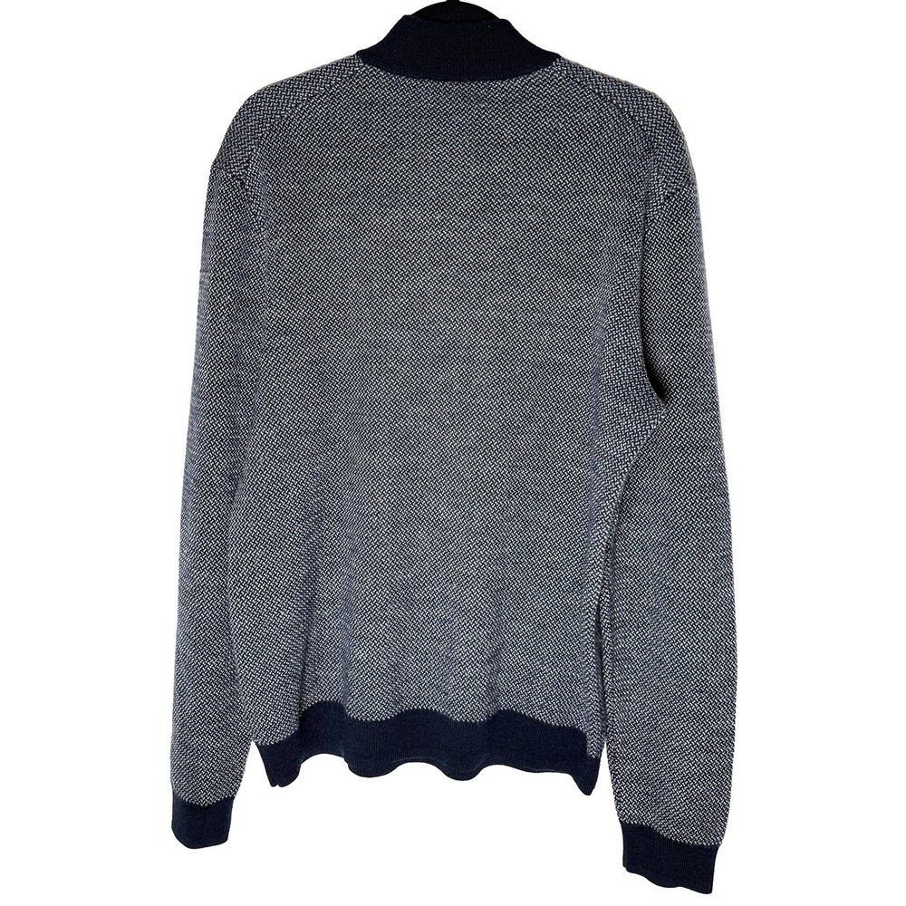 Marine Layer Men's Merino Wool Quarter Zip Sweater Navy White Knit Mock Neck L - Picture 5 of 11